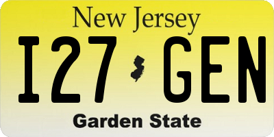 NJ license plate I27GEN