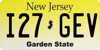 NJ license plate I27GEV