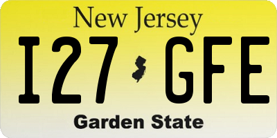 NJ license plate I27GFE