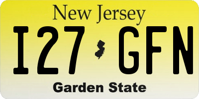 NJ license plate I27GFN