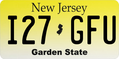 NJ license plate I27GFU