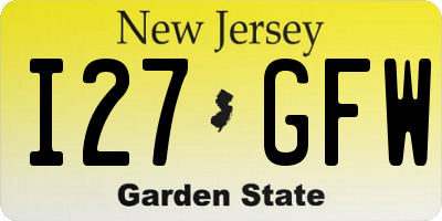 NJ license plate I27GFW