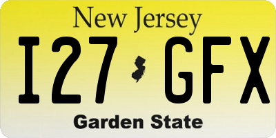 NJ license plate I27GFX