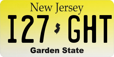 NJ license plate I27GHT