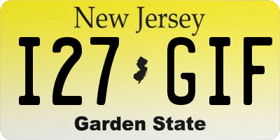 NJ license plate I27GIF