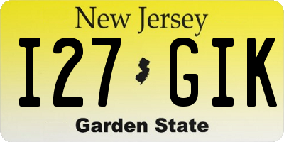 NJ license plate I27GIK