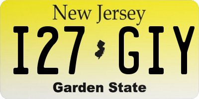 NJ license plate I27GIY