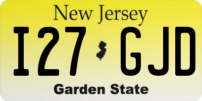 NJ license plate I27GJD