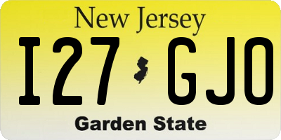 NJ license plate I27GJO
