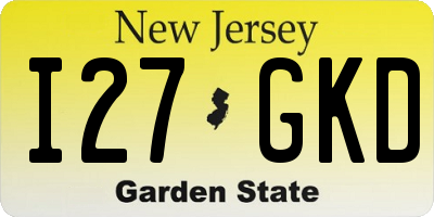 NJ license plate I27GKD