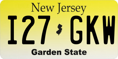 NJ license plate I27GKW