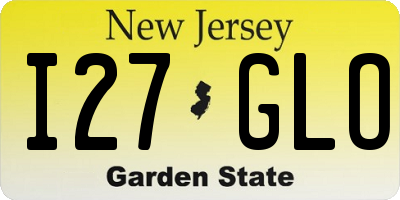 NJ license plate I27GLO