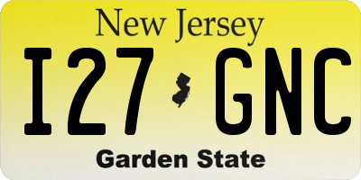 NJ license plate I27GNC