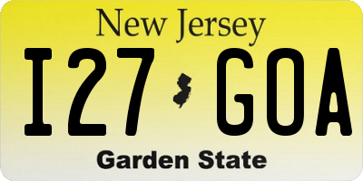 NJ license plate I27GOA