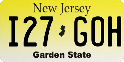 NJ license plate I27GOH