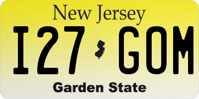 NJ license plate I27GOM