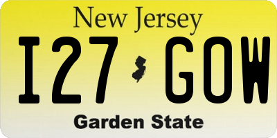 NJ license plate I27GOW