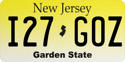 NJ license plate I27GOZ