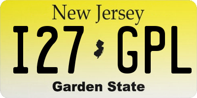 NJ license plate I27GPL