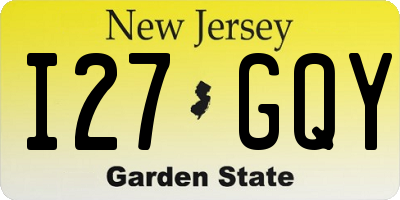 NJ license plate I27GQY