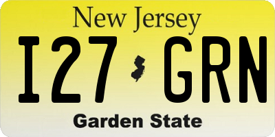 NJ license plate I27GRN