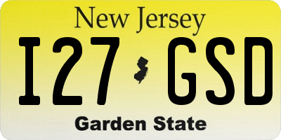 NJ license plate I27GSD