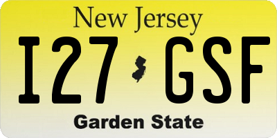NJ license plate I27GSF