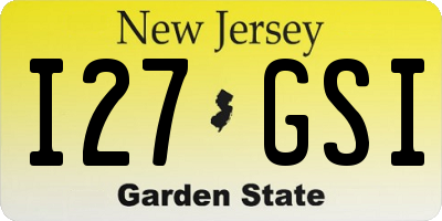 NJ license plate I27GSI