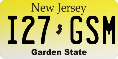 NJ license plate I27GSM