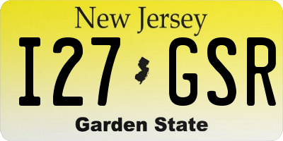 NJ license plate I27GSR