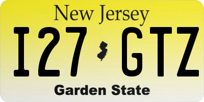 NJ license plate I27GTZ