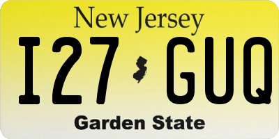 NJ license plate I27GUQ