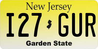 NJ license plate I27GUR