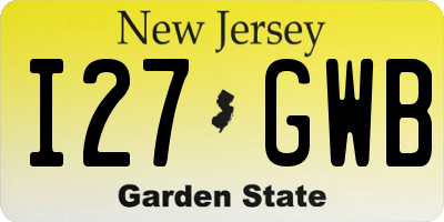 NJ license plate I27GWB