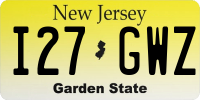 NJ license plate I27GWZ