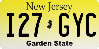 NJ license plate I27GYC