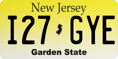 NJ license plate I27GYE