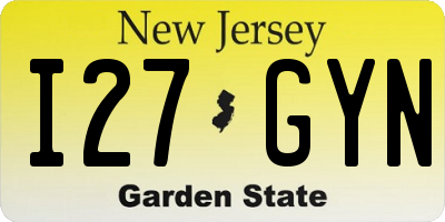 NJ license plate I27GYN