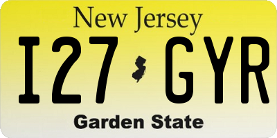 NJ license plate I27GYR