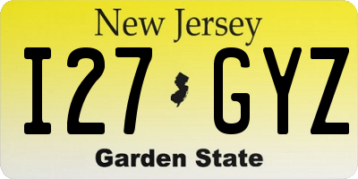NJ license plate I27GYZ