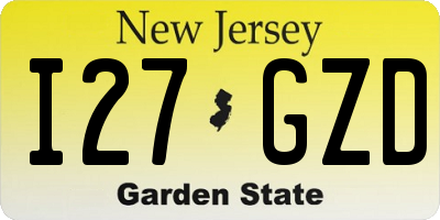 NJ license plate I27GZD