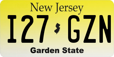 NJ license plate I27GZN