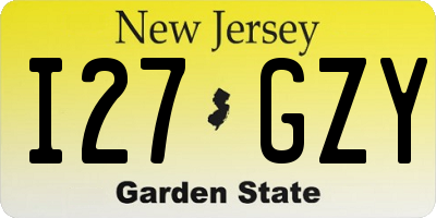 NJ license plate I27GZY