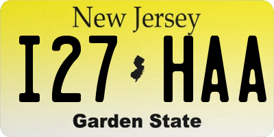 NJ license plate I27HAA