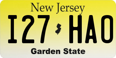 NJ license plate I27HAO
