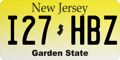 NJ license plate I27HBZ