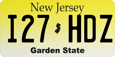 NJ license plate I27HDZ