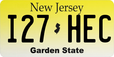 NJ license plate I27HEC
