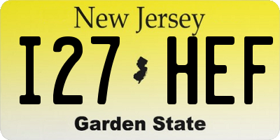 NJ license plate I27HEF