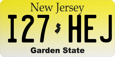 NJ license plate I27HEJ